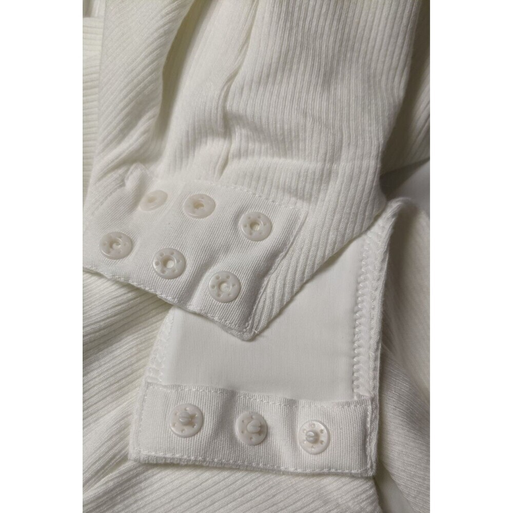 NWT~SOMA White Ribbed Mock Neck Bodysuit w/ Built-In Bra Medium  $69.95 - Picture 8 of 10